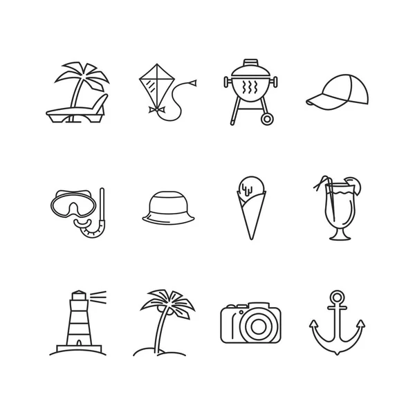 Vacaciones de verano vector icono conjunto — Vector de stock