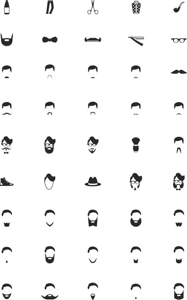 Conjunto de iconos de bigote y barba — Vector de stock