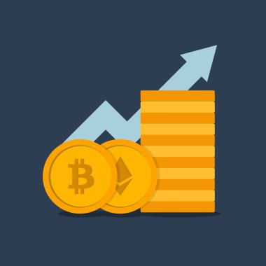 Kripto para birimi büyüme vektör çizim