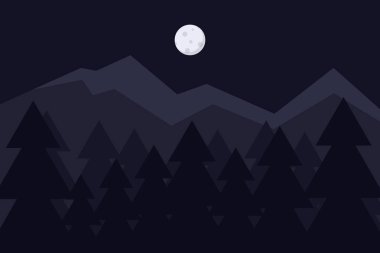Gece orman Dağları vektör çizim ile