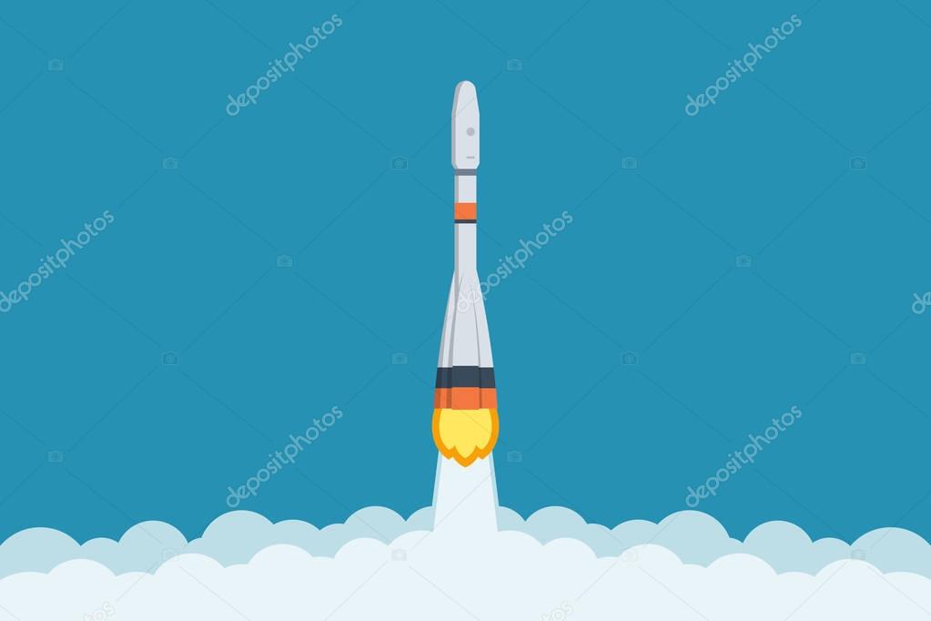 Space rocket launch vector illustration