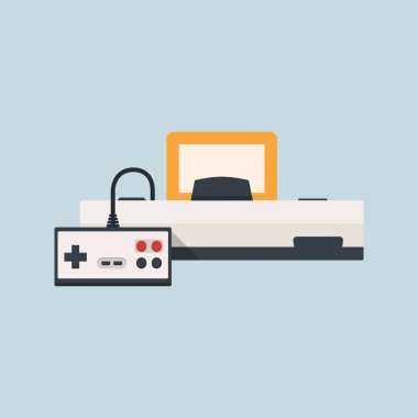 Retro video oyun konsolu vektör çizim.