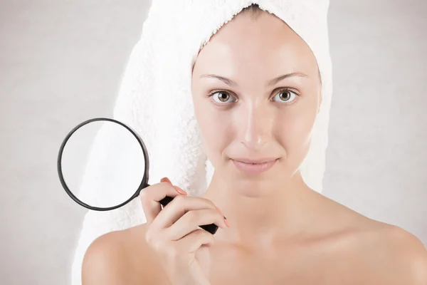 Woman With Towel Around Her Head Stock Image