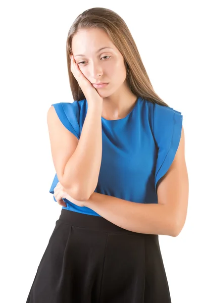 Triest vrouw denken — Stockfoto