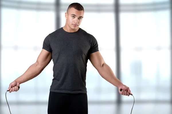 Sporty Man With Jumping Rope — Stock Photo, Image