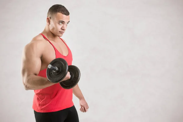 Standing Bicep Dumbbell Curl — Stock Photo, Image