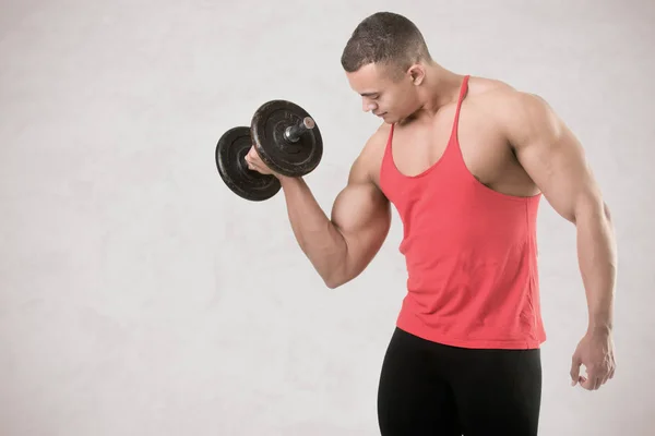 Stálé biceps curl činka — Stock fotografie