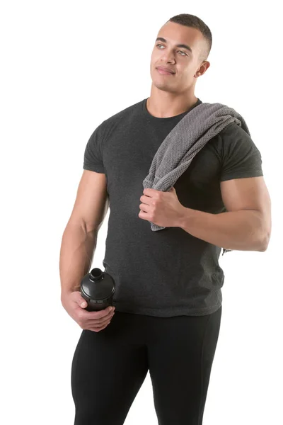 Człowiek posiadający Shake białka — Zdjęcie stockowe