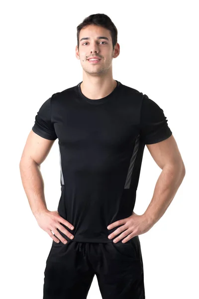 Personal Trainer mit Händen an der Taille Stockbild