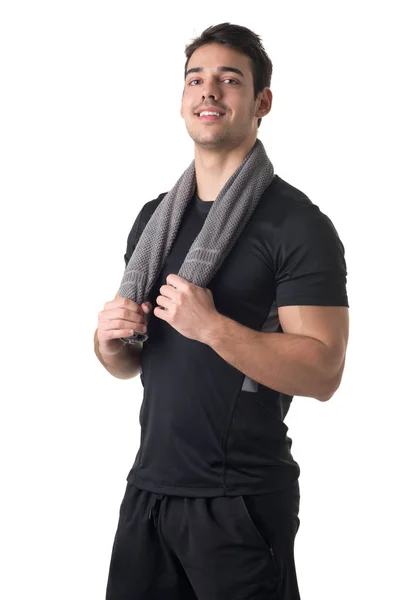 Fitter Mann mit Handtuch um den Hals — Stockfoto
