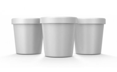 Beyaz izole beyaz zemin üzerine dondurma küvet, dondurma küvet gerçekçi render, hazır tasarım, 3d çizim için