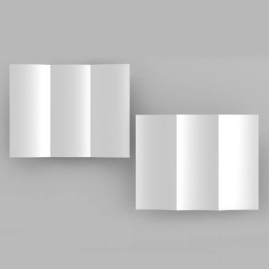 Broşür Üçe Katlama sahte beyaz boş şablon 3d render tasarlamak için.