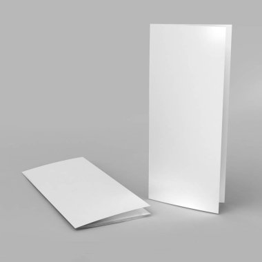 Broşür Üçe Katlama sahte beyaz boş şablon 3d render tasarlamak için.