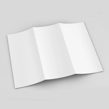 Broşür Üçe Katlama sahte beyaz boş şablon 3d render tasarlamak için.