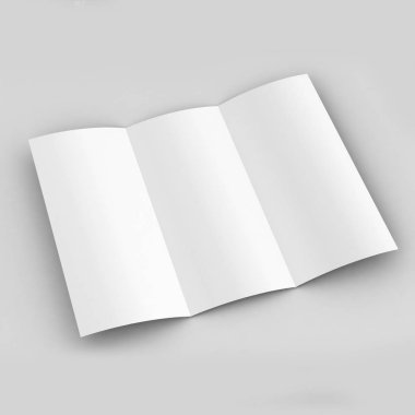 Broşür Üçe Katlama sahte beyaz boş şablon 3d render tasarlamak için.