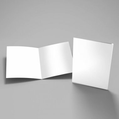 Boş a4 afiş poster tasarım yerine gri izole. 3D render illüstrasyon.