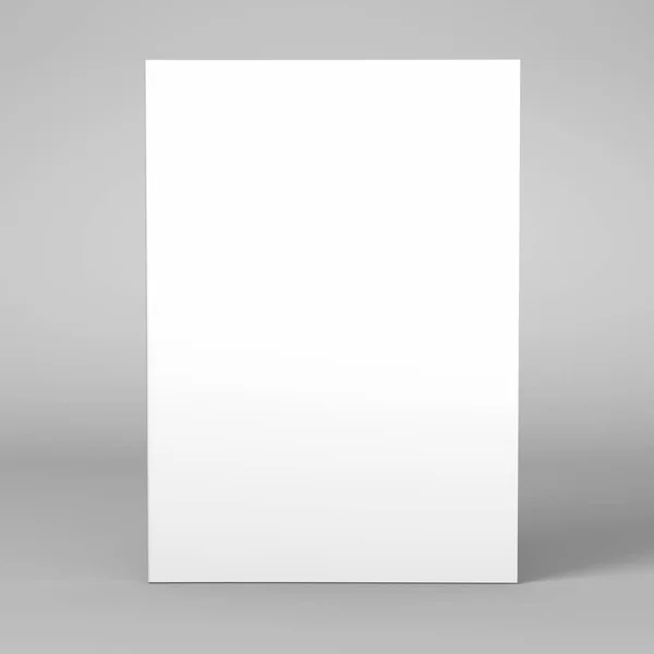 Blanco a4 flyer poster geïsoleerd op grijs ter vervanging van uw ontwerp. 3D render illustratie. — Stockfoto