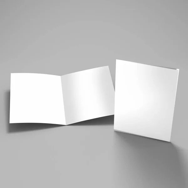 Pusty a4 ulotki plakat na białym tle na szary zastąpić swój projekt. ilustracja render 3D. — Zdjęcie stockowe