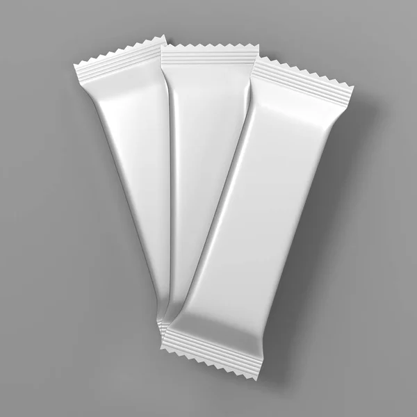 Chocolate White Packaging Stick Sachet Mock Illustration — Stock Photo, Image