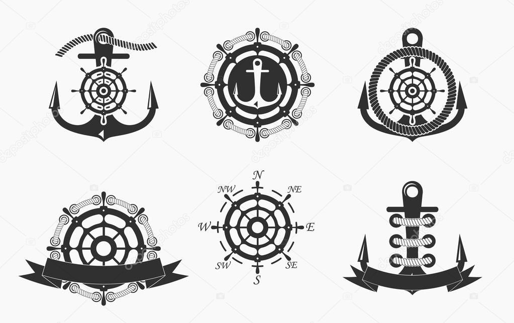 Nautical Logos Templates Set.