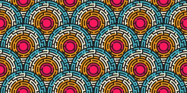 Dairesel Dikişsiz desen renkli Labirent, düz