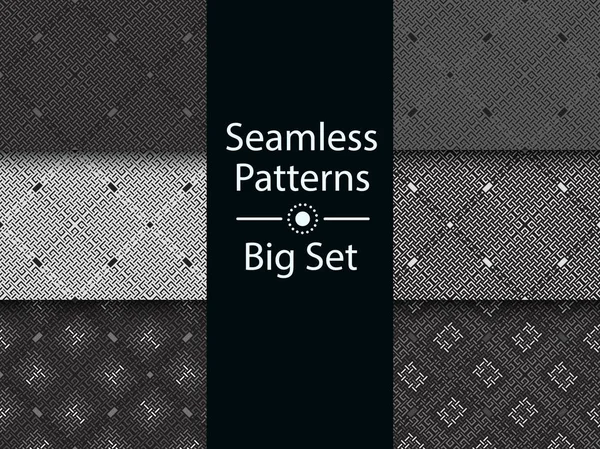 Motif géométrique sans couture, effet textile, BIG SET, plat — Image vectorielle