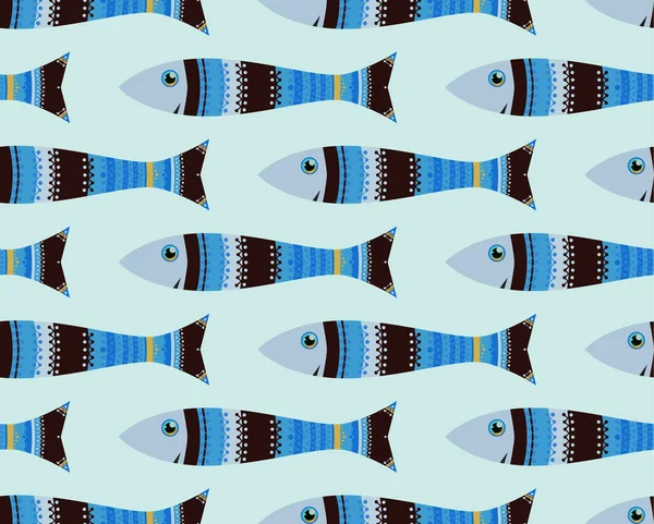 Padrão de peixe sem costura, doodle —  Vetores de Stock