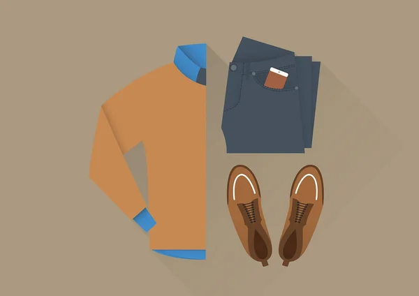 Aspecto de moda de los hombres, plano — Vector de stock