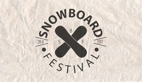 Snowboard vintage circled logotype on parchment paper background