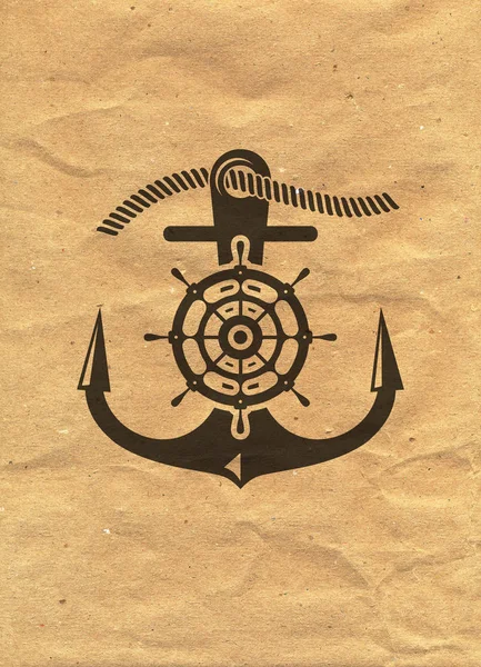 Nautical Logo on kraft paper background. Marine Label, Sea Badge