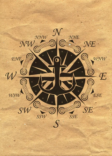 Logotipo náutico no fundo do papel kraft. Etiqueta marinha, Distintivo do mar — Fotografia de Stock