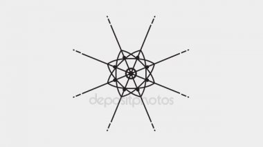 Soyut geometrik animasyon, Mandala, Dreamcatcher - gri arka plan üzerinde koyu öğeleri