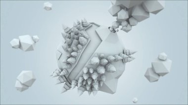 3D düşük Poli beyaz render amazing Planet, işleme illüstrasyon,