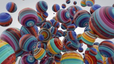 Arka plan ile topları, 3d render, piksel gergin