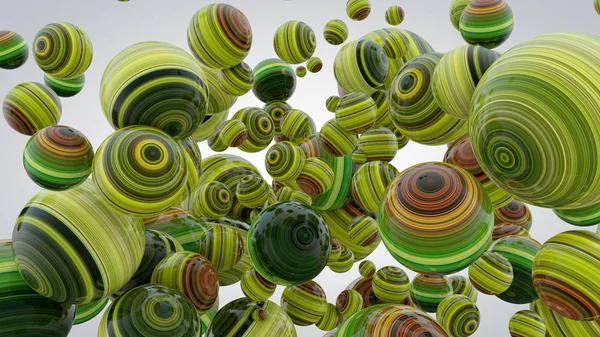 Abstrakt bakgrund med grönska bollar, 3d-rendering — Stockfoto