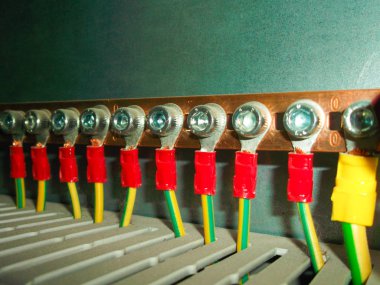 Kablo bağlantıları ile edilen elektrik kabini 