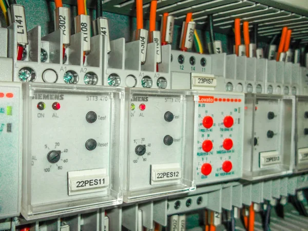 Electric cabinet with wires connections — Stock Photo, Image
