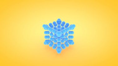 İzometrik küp atom dizi illüstrasyon, 3d render
