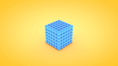 İzometrik küp atom dizi illüstrasyon, 3d render
