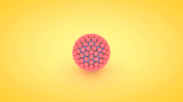 Анимация массива атомов изометрической сферы, 3D рендеринг — стоковое видео