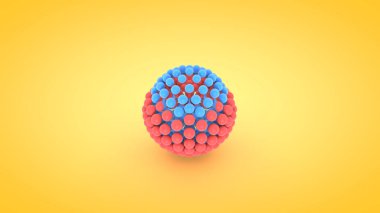 İzometrik küre atom dizi illüstrasyon, 3d render
