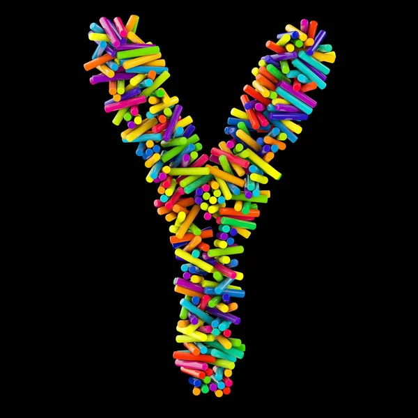 Farbige Steine angeordnet in Buchstaben y, 3D-Darstellung — Stockfoto