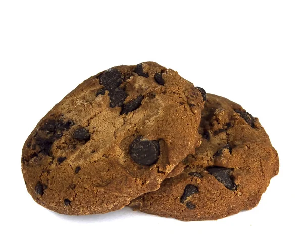 Galletas de chispas de chocolate aisladas sobre fondo blanco — Foto de Stock