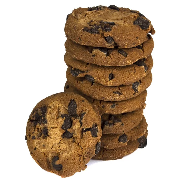 Csokoládé chip cookie-k elszigetelt fehér alapon — Stock Fotó