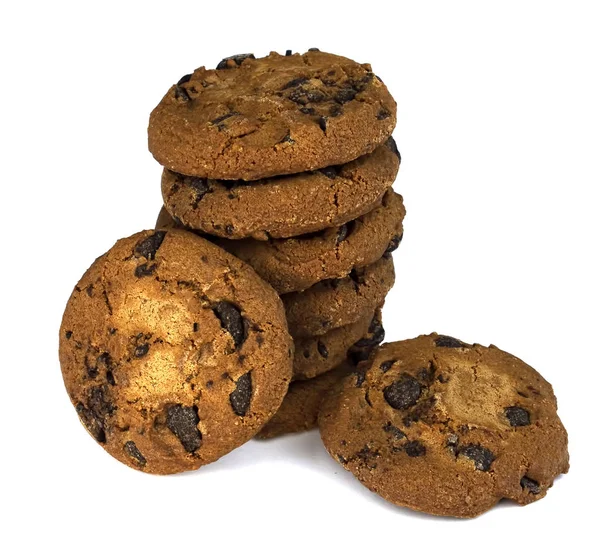 Csokoládé chip cookie-k elszigetelt fehér alapon — Stock Fotó