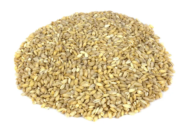 Raw organic pearl barley on a white background — Stock Photo, Image