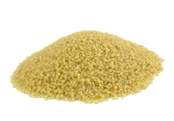 Raw couscous closeup isolated white — Stock Photo, Image