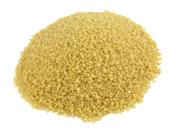 Raw couscous closeup isolated white — Stock Photo, Image