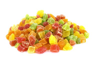 Beyaz arkaplanda şekerli meyve grubu