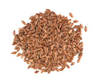 Beyaz bir arka plan üzerinde keten tohumu. Olarak da bilinen keten tohumu, keten tohumu bir